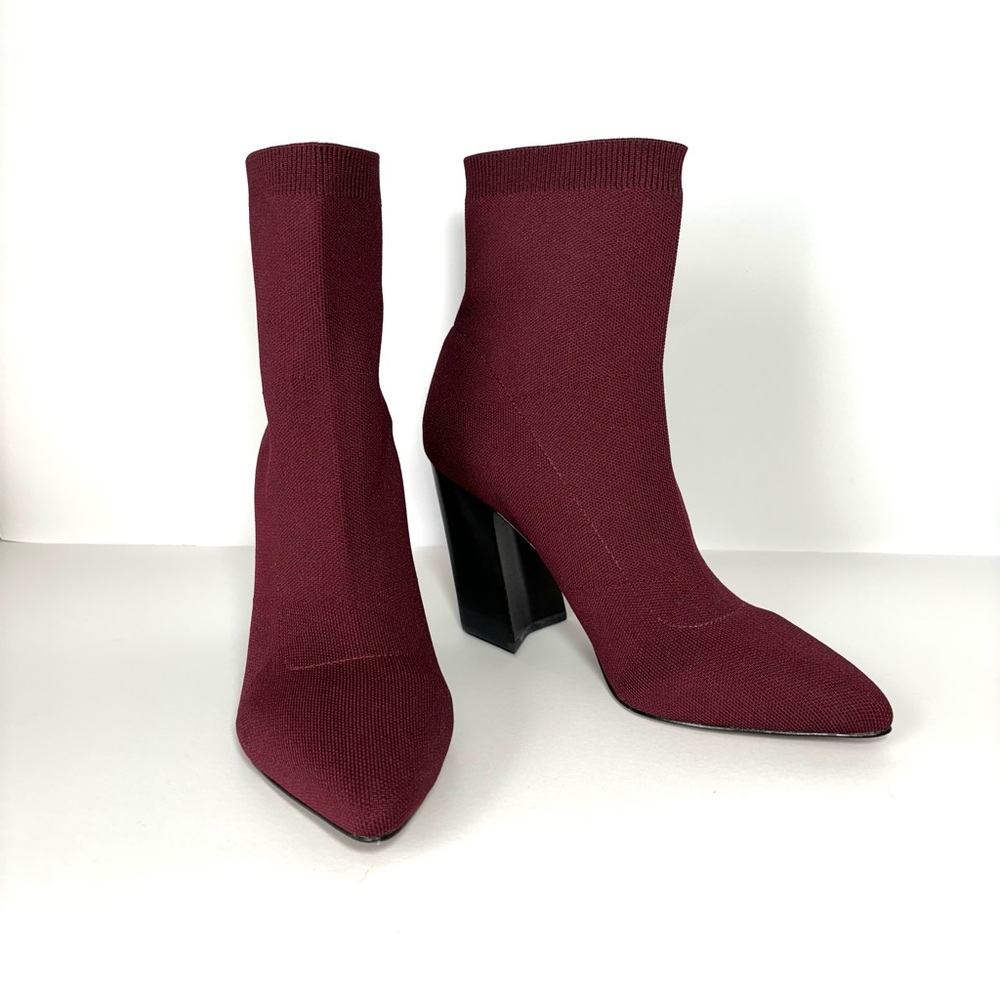 Vince Camuto Setillen Burgundy Fabric Sock Bootie Pointed Toe 10 NEW Whimsigoth